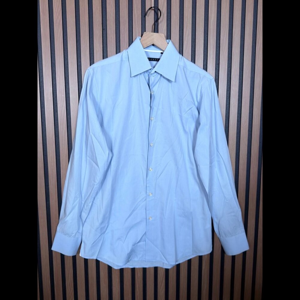 Theory Dress Shirt 32 / 33 Mens Blue Long Sleeve Collared Cotton Stretch